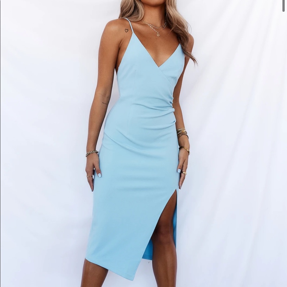 HELLO MOLLY QUIET DANCER MIDI DRESS BLUE Med NWT